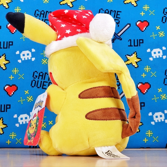 Jazwares Pokemon Pikachu with Santa Hat 7" 2021 UltraSoft Holiday Genuine Plush - Picture 5 of 11
